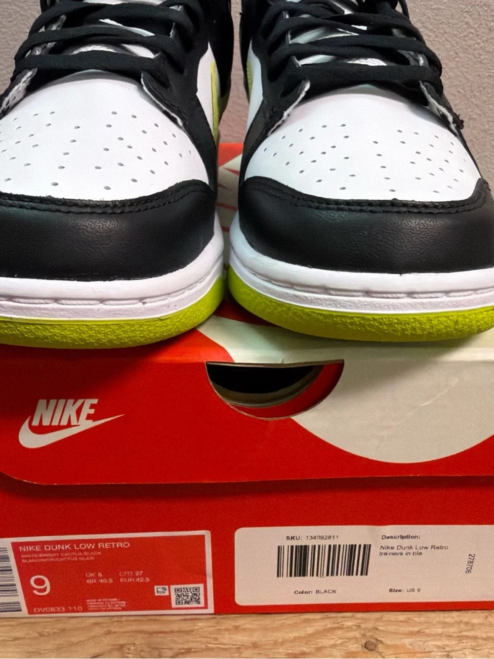 Nike Dunk Low Men’s Sneakers - Black/White/Volt Green